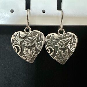 Elegant Silver Heart Leaf Earrings